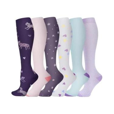Imagem de Meias De Compressão Florais Com Estampa De Animais E Frutas, 6 Pares P