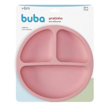 Imagem de Prato Infantil de Silicone com Ventosa Buba Rosa