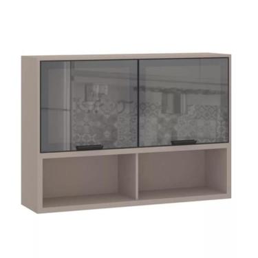 Imagem de Armário Aéreo 120cm 2 Portas com Vidro Reflecta Stylo Luciane Móveis, 