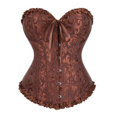 Imagem de Corpete Corset Espartilho Cinta Modela Cintura Floral - Modas Fagundes