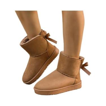 Imagem de Botas De Inverno Femininas De Tamanho Grande Com Sola Grossa Antiderra