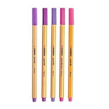 Imagem de Caneta Fineliner 0.4mm Point 88 5 Tons De Rosa E Roxo - Stabilo