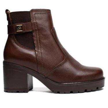 Imagem de Bota Feminina Pegada Salto Bloco Elástico Marrom-Feminino