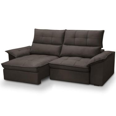 Imagem de Sofá 3 Lugares Retrátil Reclinável Para Sala 210cm Giotto F04 Veludo Marrom Escuro - Lyam Decor