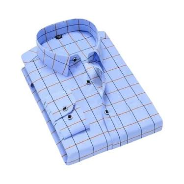 Imagem de Camisa Casual De Negócios Masculina De Manga Longa Em Algodão Confortá