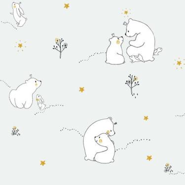 Imagem de Papel de Parede Infantil Ursinhos Branco Fofura Baby FF4002 - Edantex