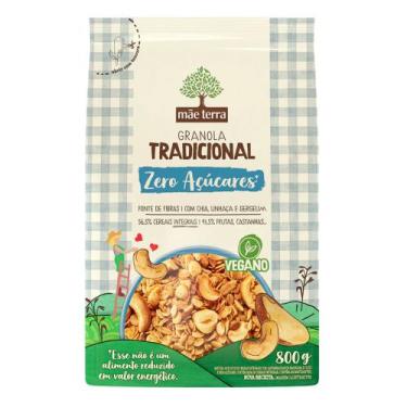 Imagem de Granola Tradicional Zero Açúcares Mãe Terra 800g, 800g, Linhaça e Gerg