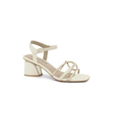 Imagem de Sandalia Ramarim Salto Bloco Off White Ouro Feminina 24-28205-Feminino