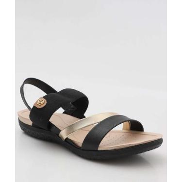 Imagem de Sandália Feminina Rasteira Modare Preto-18181, 37, Preto, Dourado