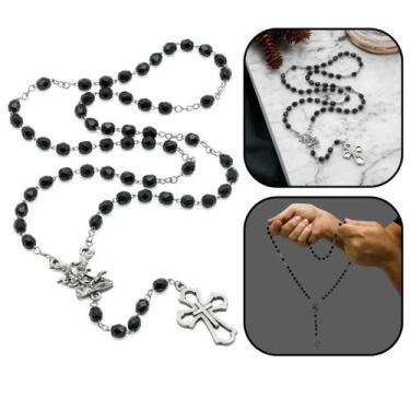 Imagem de Colar Terço Masculino Preto de São Miguel Arcanjo - FORNECEDOR 1
