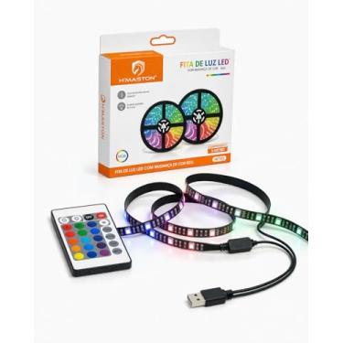 Imagem de Fita LED RGB 5 Metros USB com Controle Remoto e Sensor de Som, Luzes que Sincronizam com Música, Iluminação para TV, Quarto Gamer, Decoração Colorida Flexível