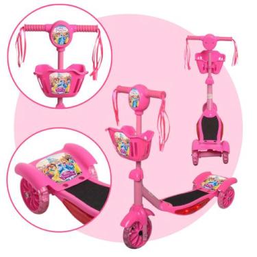 Imagem de Patinete Criança 3 Rodas Menina Com Led e Cestinha Musical - Toys 2U