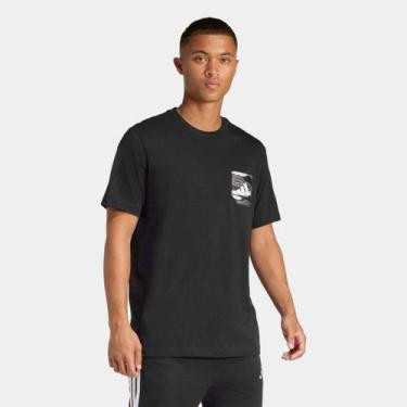 Imagem de Camiseta Adidas Camo Pkt Masculina, Preto, GG