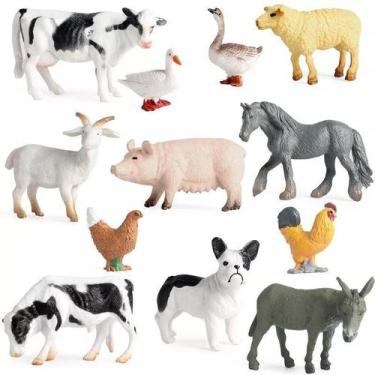 Imagem de Kit 10 Animais da Fazenda - Brinquedo Educativo, Plástico Colorido, Ta