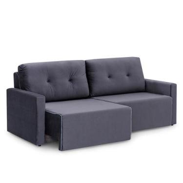 Imagem de Sofá Retrátil 3 Lugares Herval Mali Cinza, 220 cm
