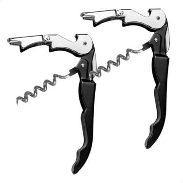 Imagem de Kit 2 Abridor de Garrafa Vinho Saca Rolhas Aço Inox - FsVariedades