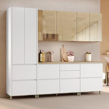 Imagem de Cozinha Rainha 5 Peças 8 Portas Reflecta 100% Mdf Marrom Branco