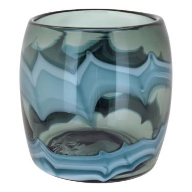 Imagem de VASO DECORATIVO ENFEITE PLANTA VIDRO 17x18x18cm AZUL