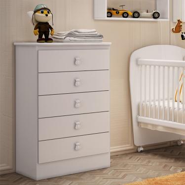 Imagem de Cômoda Ursinho Infantil Com 5 Gavetas Mdp 15mm Percasa Branco