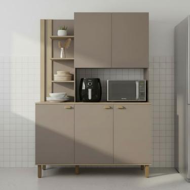 Imagem de Cozinha Compacta Bartira Safira 135cm 5 Portas e 3 Prateleiras 