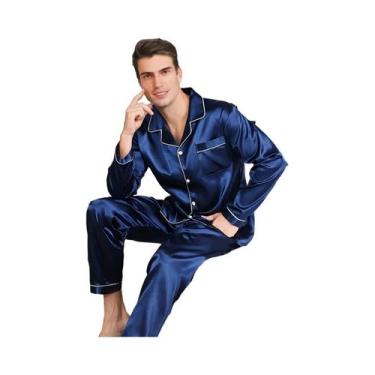 Imagem de Conjuntos De Pijamas Para Homens plus Size Em Microfibra De Seda, Cami