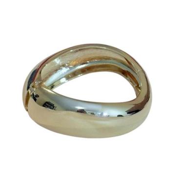 Imagem de Bracelete Dourado Médio com Design de Onda  Abertura com Mola - A Pist