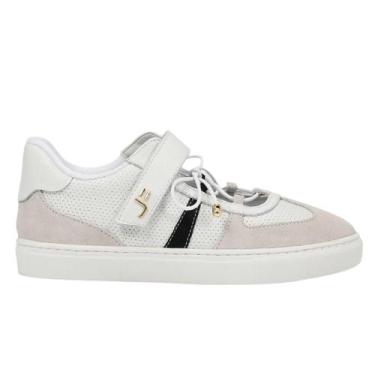 Imagem de Tênis Jorge Bischoff Feminino Branco Preto Couro, Preto, Branco, 35