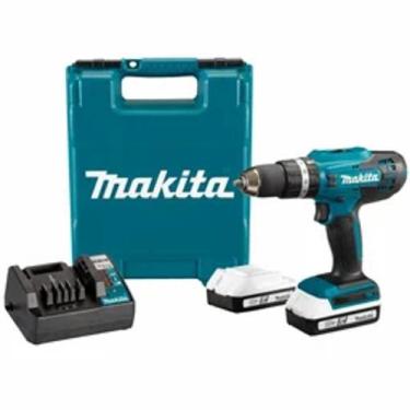 Imagem de Parafusadeira/furadeira 13mm 18v com 2 baterias e carregador makita-hp