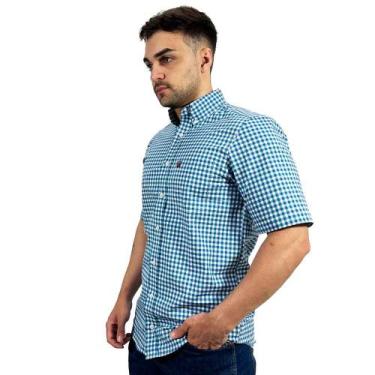 Imagem de Camisa Xadrez Country Os Vaqueiros Manga Curta, Azul, P