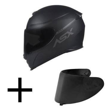 Imagem de Capacete ASX Eagle Solid Preto Fosco Mais Viseira Fumê - Axxis, 62
