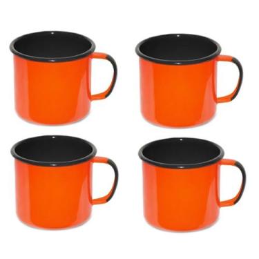 Imagem de Kit 4 Canecas esmaltadas 160ml Nr6 Ewel , Laranja