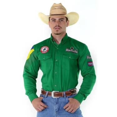 Imagem de Camisa Country Bordada Radade Masculina Barretos HC, Verde, GG