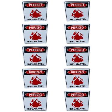 Imagem de KIT COMBO 10 Placa DE Sinalização PERIGO INFLAMAVEL 20 X 30 - ASELETRO