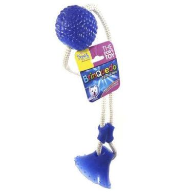 Imagem de Brinquedo Mordedor para Cachorro Bola Com Ventosa e corda Funciona Com