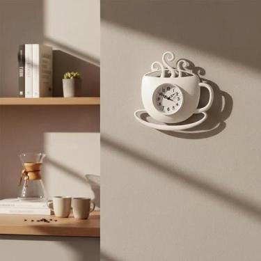 Imagem de Relógio De Parede Xicara De Café Decorativo 31 Cm - Lívon, Branco