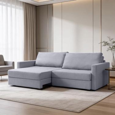 Imagem de Sofá 3 Lugares Retrátil Reclinável com Baú 220cm Maiorca K01 Linho Cinza - Lyam Decor
