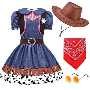 Imagem de Trajes de fantasia para meninas ZZIHAN Cowgirl 3-5T com acessórios