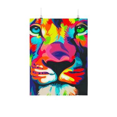 Imagem de Placa Decorativa Leão Colorido Artwork 20X30Cm - Nerdecs
