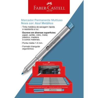 Imagem de Marcador Permanente 1.0 Azul Metal Faber Castell