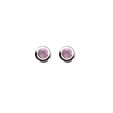 Imagem de Brinco redondo rosa banhado a ródio branco - zircônia - 8 mm - VIDIÈ