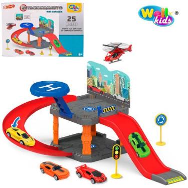 Imagem de Brinquedo Pista Estacionamento/Garagem Com Carro + Acessórios 25 Peças