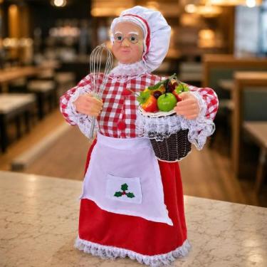 Imagem de Boneco Natalino Mamãe Noel Cozinheira Decoração Enfeite 49cm - Genéric