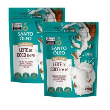 Imagem de Kit 2 Leite Vegetal de Coco em Pó 200g Santo Óleo