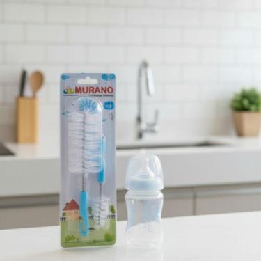 Imagem de Kit 10-20 Escovas Higiene Limpeza para Mamadeira e Bico  Murano  2 Esc