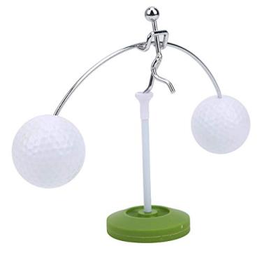 Imagem de Asixxsix Suporte de equilíbrio de bola de golfe, aço inoxidável + bola de borracha + decoração de golfe durável de plástico, bonito para escritório e casa