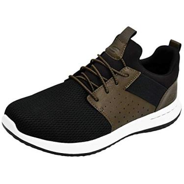 Imagem de Skechers Delson-Camben masculino de modelagem clássica, Preto/Marrom, 8.5 Wide