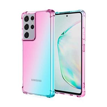 Imagem de cor gradiente capa de tpu macio anti-suor à prova de choque para samsung galaxy s21 ultra m32 a22 a82 s20 fe a21s a12 5g a42 a32 a72 a51 a71 nota 20, rosa e verde, para samsung a72 4g