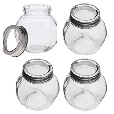 Imagem de Jogo Mini Potes Tempero e Condimentos Vidro Tampa Visor 200ml 4 Unidades - Lyor