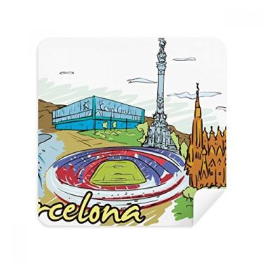 Imagem de Espanha Barcelona Monument Aquarela Pano Limpador de Tela Tecido Camurça Pacote com 2