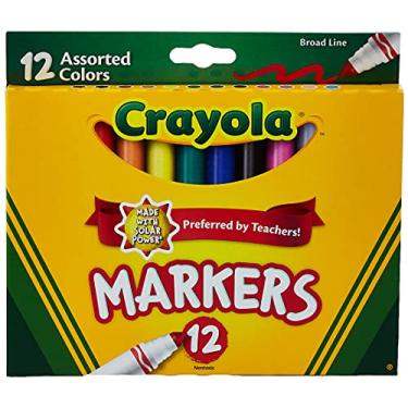 Imagem de Crayola CR-58-7712 marcador clássico não lavável, linha ampla, 12 cores/conjunto, Assorted, 1-set
